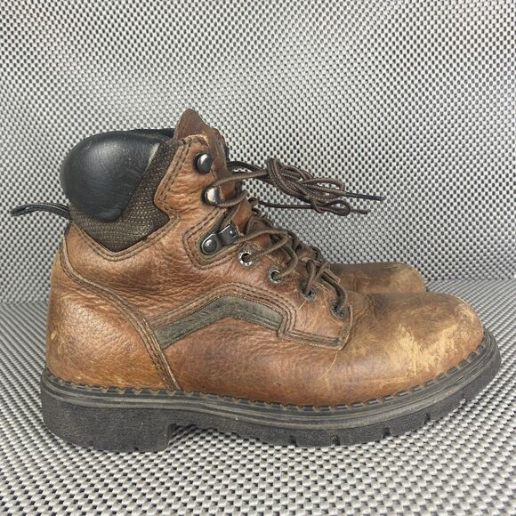 Vintage Red Wing Shoes Work Boots Mens 8 D Brown Leather Lace Up Made In USA - Picture 1 of 15